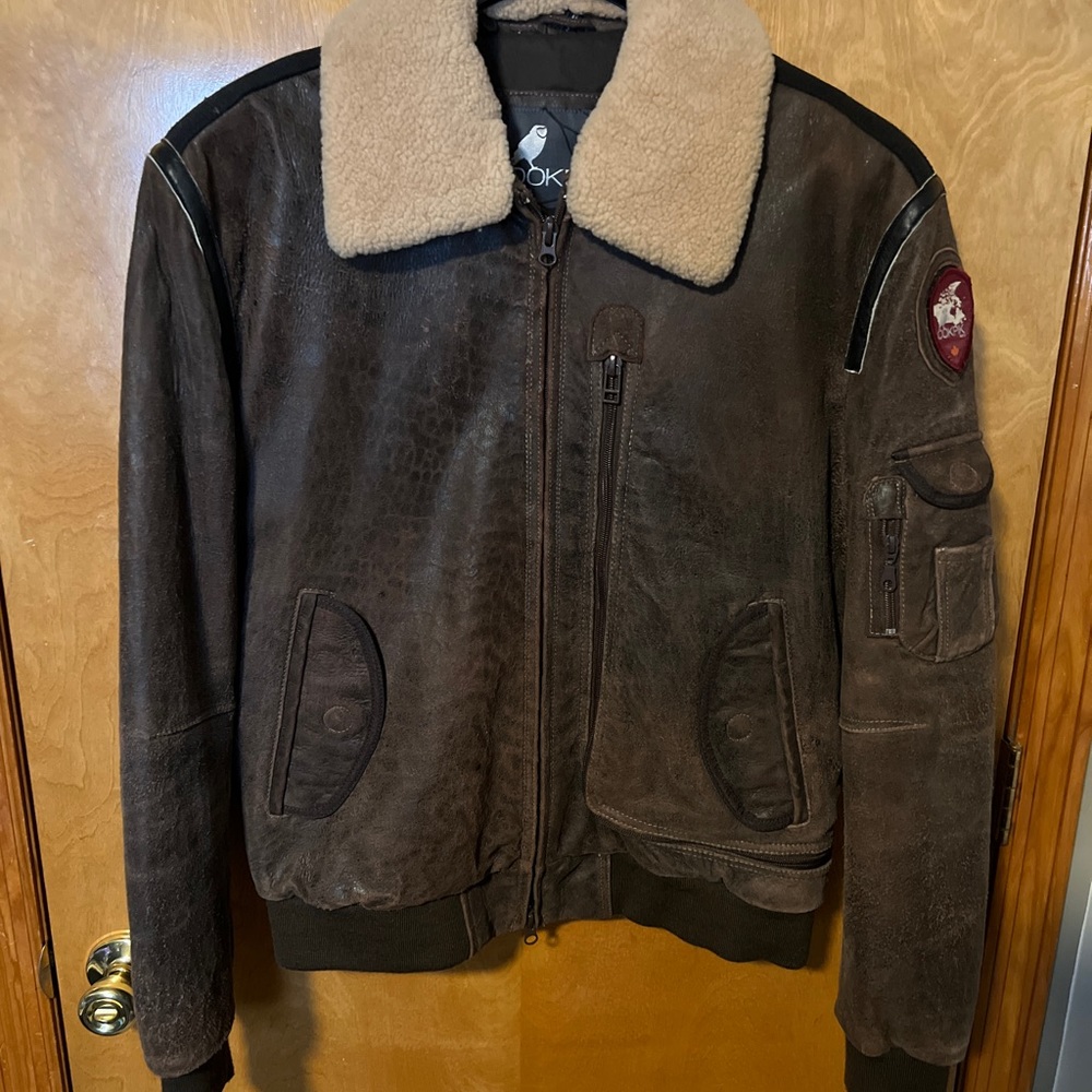 Ookpik Sherpa Leather Brown Jacket Suede